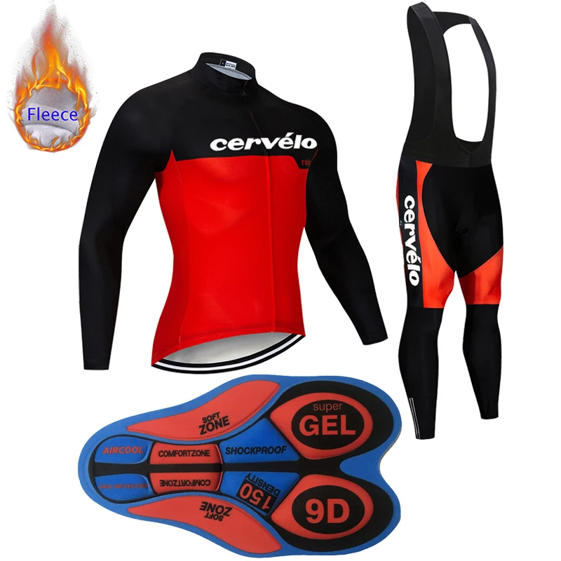 

Winter cycling pants set 2019 Pro team men's thermal fleece cycling jersey bike uniform 9D pad kit Ropa Ciclismo Invierno