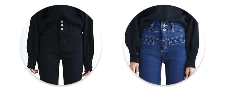 Вельветовые толстые джинсы с высокой талией для женщин; Сезон Зима; коллекция года; обтягивающие Стрейчевые теплые джинсы; брюки для мамы; черные джинсовые брюки с флисом