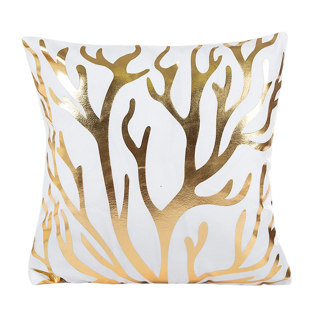 Полиэфирная хлопковая квадратная Золотая фольгированная наволочка с принтом дивана на талии, наволочка для подушки с буквенным принтом, домашний декор Q0 - Цвет: B
