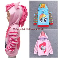 2016 Children Cartoon Zipper Loop Coat Spring Girl’s Sweatshirts My Pony Hoodies Cute Girls Zip Up Coat Cotton Jacket