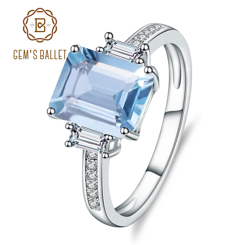 Женское кольцо из серебра 925 пробы с натуральным голубым топазом|fine jewelry|jewelry