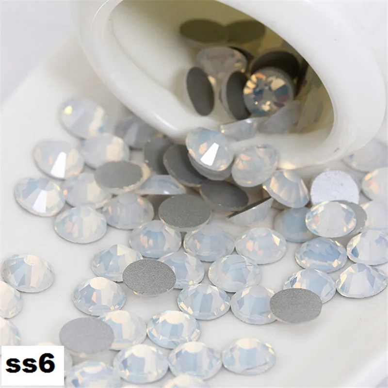 

CCBLING 1440pcs/pack ss6 (1.9-2.1mm) White Opal Flat Back Nail Art decorations crystal Glue On Non Hotfix rhinestone for nails