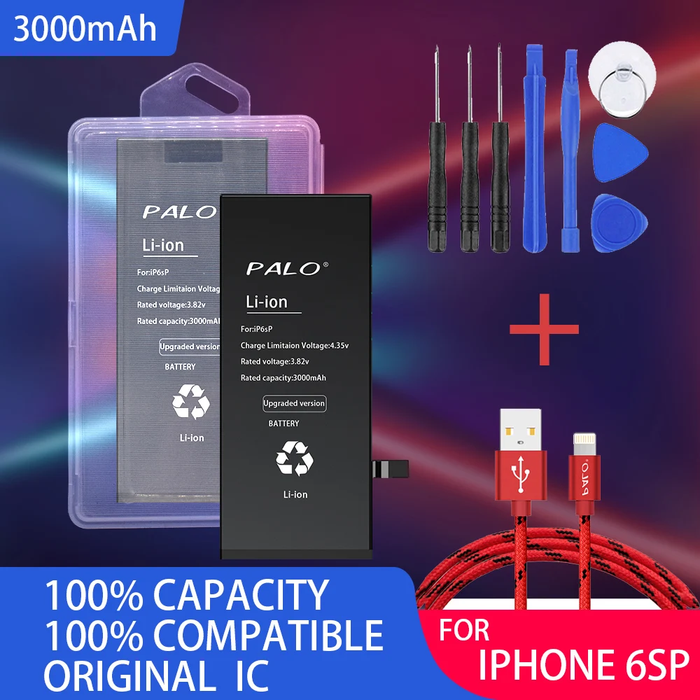 

PALO Mobile Battery for Apple iPhone 6 /6s/ 6P/6s Plus Real Capacity 2000mAh 3200mAh Bateria+Tools Sticker For iPhone 6 Battery