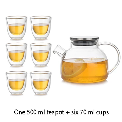 Термостойкие стеклянные чайные горшки, Чайник Пуэр, Кофеварка, стеклянный чайник, удобный офисный чайник, термостойкий чайник с чашкой - Color: D