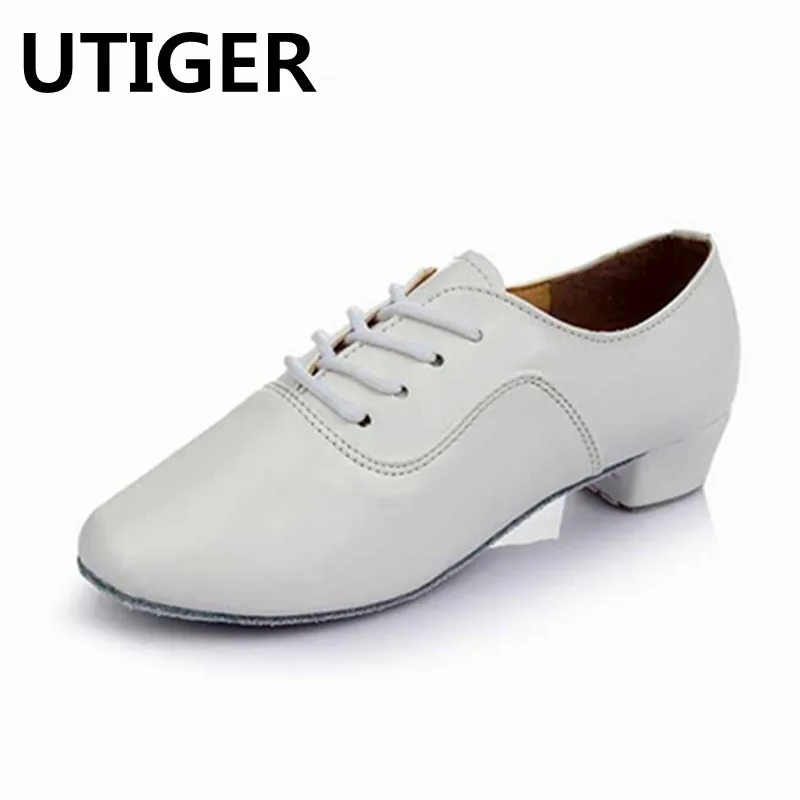 

Big size Men's boy Ballroom Latin Dance shoes Modern Tango Dancing Shoes man Salsa heeled black white Dancing shoes WD042