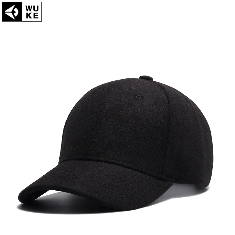 Wuke-Baseball-Cap-Black-Gray-Wool-Baseball-Cap-Men-Women-Brand-Caps-Snapback-Hats-Bone-Cap
