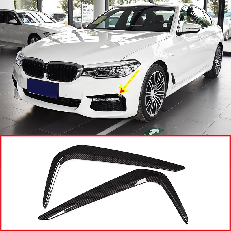 

Carbon Fiber Style ABS Car Front Fog Decoration Strips Trim For BMW New 5 Series G30 530liM 2017-2018 Car Accessories 2pcs/set