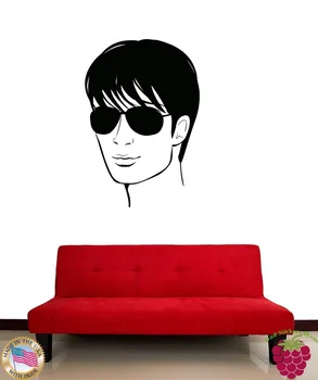 

Wall Stickers Vinyl Decal Barber Hair Man Glasses