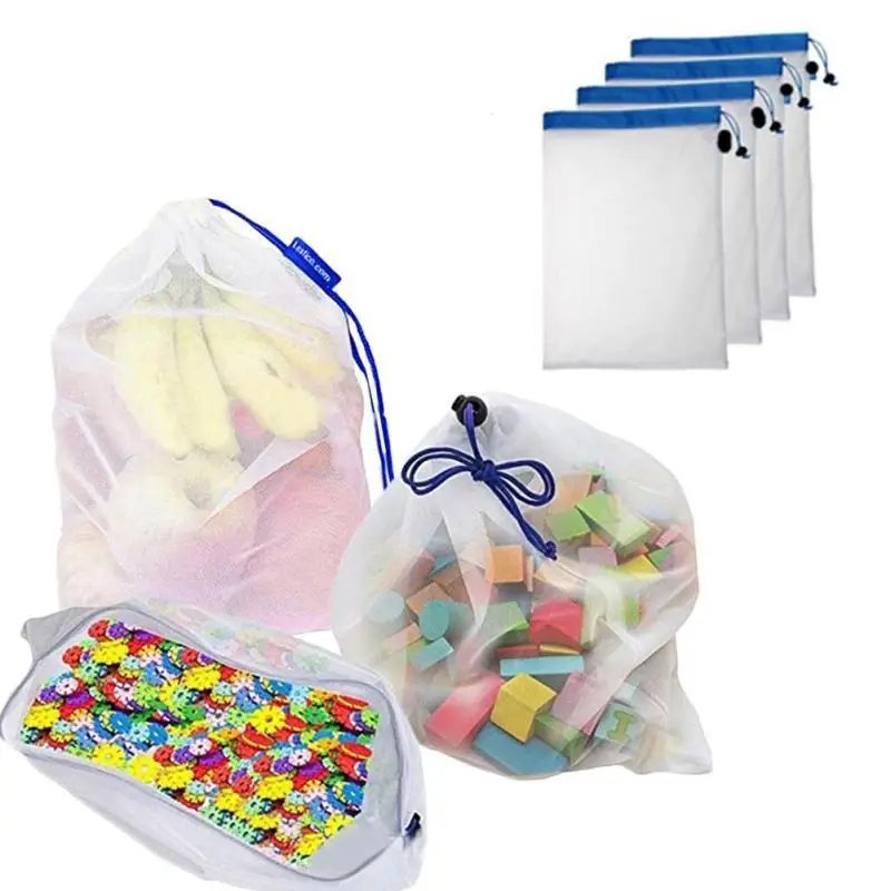 2 pcs انتاج الحقائب قابلة لإعادة الاستخدام انتاج الحقائب شبكة حبل قابلة لإعادة الاستخدام شبكة حقيبة التخزين الخضار الفاكهة كيس التخزين أكياس ...