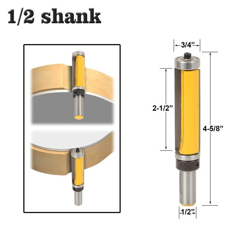 

1pc 12.7mm 1/2" Shank Extra Long Straight End Mills Flush Trim Wood Router Bit Tungsten Carbide Cutter For Wood Cheap Price