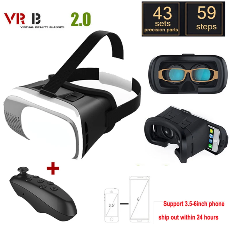 

VR 2.0 glass Glasses Google Cardboard Virtual Reality 3D VR Smartphone+Bluetooth Gamepad For iPhone xiaomi 3.5 - 6.0 inch
