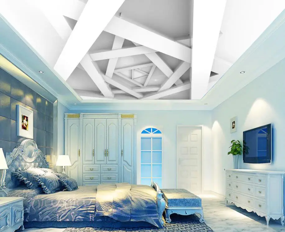 

Custom wallpaper 3d ceiling White polygon Living Room Bedroom Ceiling Background photo wallpaper 3d