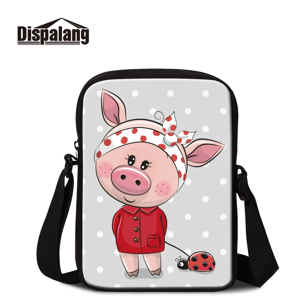 Детская мини-сумка-мессенджер, школьные сумки, мультяшная свинка, поросенок, Печать через плечо, книжные сумки для девочек, женские повседневные дорожные сумки с клапаном на плечо - Цвет: Mini Messenger Bag26