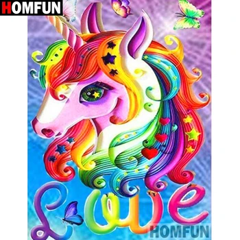 

HOMFUN Full Square/Round Drill 5D DIY Diamond Painting "Color horse" 3D Diamond Embroidery Cross Stitch Home Decor A19116