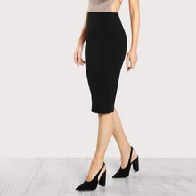 BEAUKEY Новая модная черная юбка-карандаш эластичная бандажная юбка тонкая элегантная длина до колена размера плюс XL