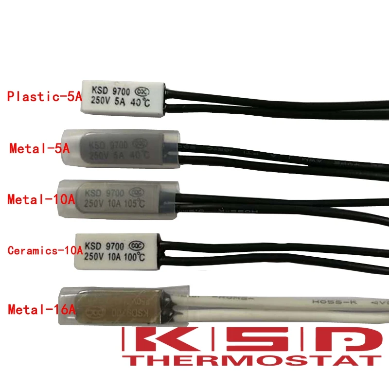 10 Pcs Plastic Head Temperature Switch Thermostat 60C N.C KSD9700