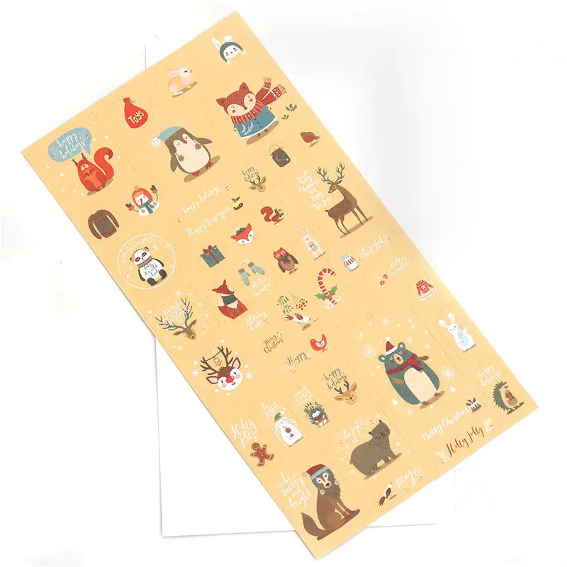 Мультфильм животных Бумага наклейки новогоднее; рождественское дома Scrapbook Deco детский подарок в случайном порядке 17,5 см(6 7/") x 9 см(3 4/8"), 1 лист