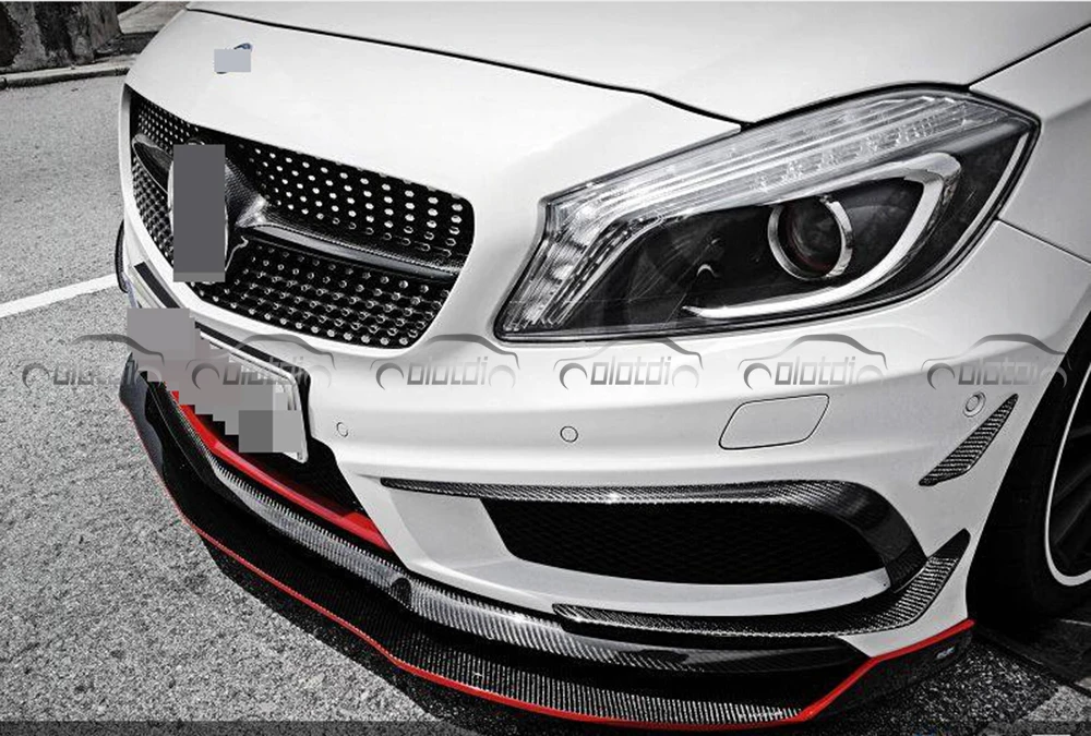 RZ Стиль углеродного волокна автомобилей Стайлинг передняя губа отделкой Защитная крышка для Mercedes Benz C Class W176 A250 A260 a45 2013