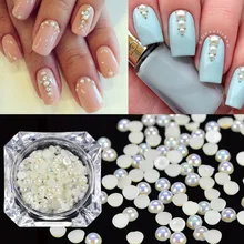 1 коробка AB натуральные 3D жемчужины для дизайна ногтей украшения круглые с плоским дном очаровательные стразы аксессуары для маникюра 4 размера BE476