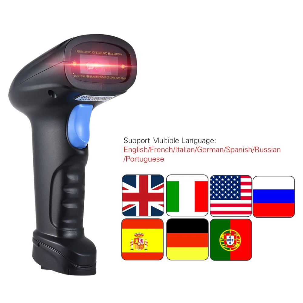 Ручной сканер штрихкодов Aibecy беспроводной 1D/2D/QR 2 4G с USB приемником емкость 2100 для