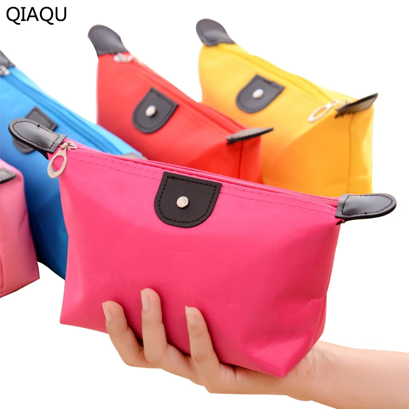 QIAQU, карамельный цвет, 13 цветов на выбор, Женская дорожная нейлоновая сумка для косметики, водонепроницаемая вместительная сумка, косметичка, сумка для хранения косметики, Органайзер