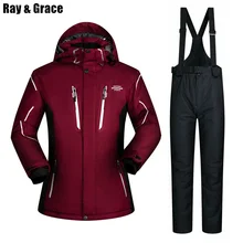 RAY GRACE, Мужской комплект для сноубординга, водонепроницаемый, ветрозащитный, лыжный костюм, куртка, брюки, набор, лыжный, зимний, Термальный, спортивная одежда для мужчин