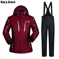 RAY GRACE Men's Snowboarding Set Waterproof Windproof Ski Suit Jacket Pants Set Skiing Snow Thermal Winter Sportswear For Men