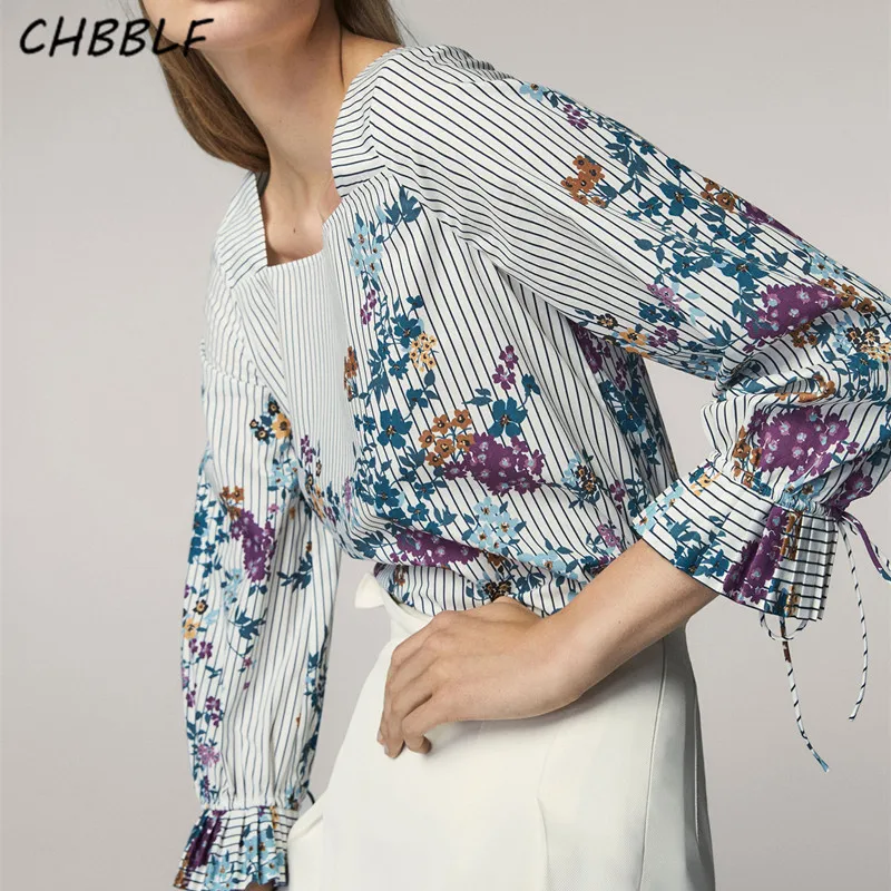 sweet floral striped shirts long sleeve blouses retro ladies spring ...