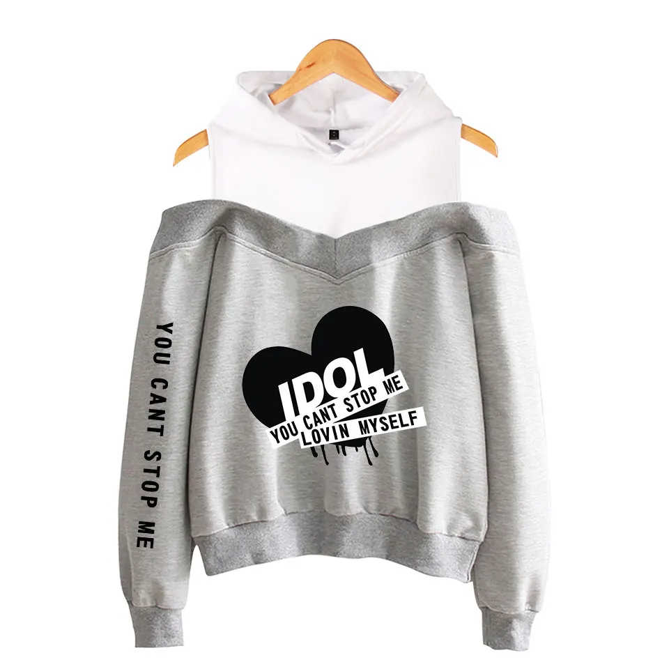 New Arrival Bangtan Boys Hoodies Fashion Casual Pertty Women's Off-shoulder Sweatshirt Bangtan Boys Pullover Hoodie