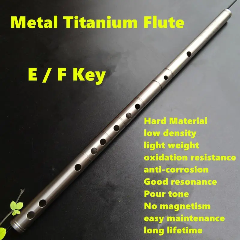 Titanium Metal Flute Dizi E/F Key Concert Flute Profissional Metal Flauta Music Instrument Dizi