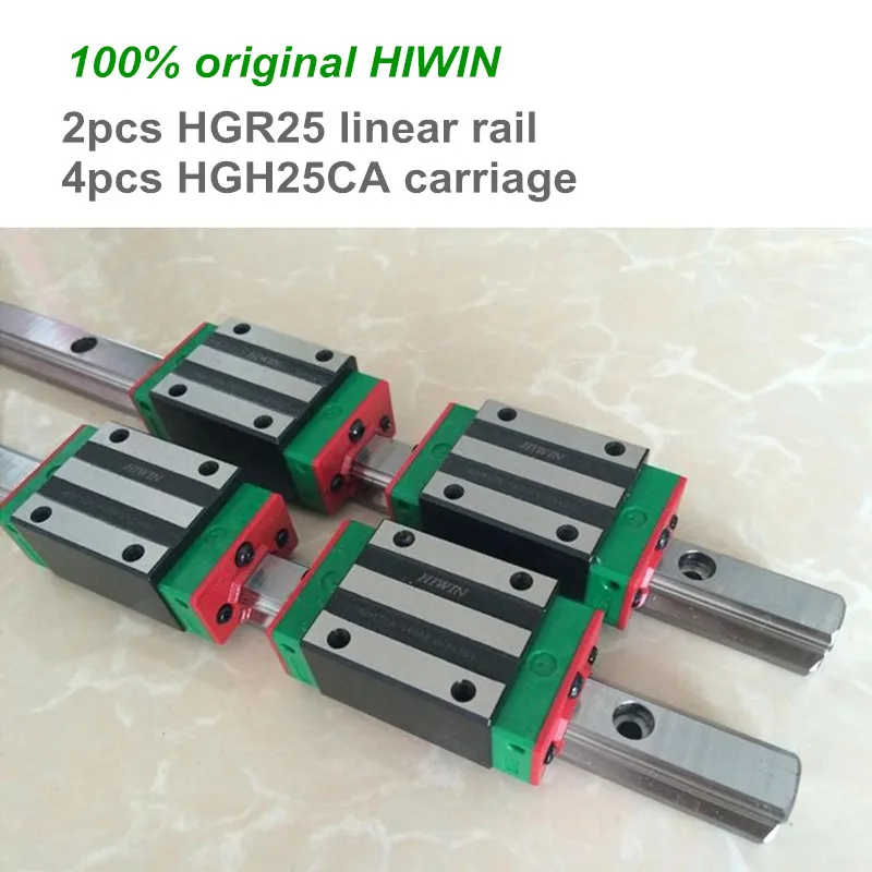 

2 pcs 100% original HIWIN linear guide rail HGR25 200 250 300 400 450 mm with 4 pcs HGH25CA linear bearing blocks for CNC parts