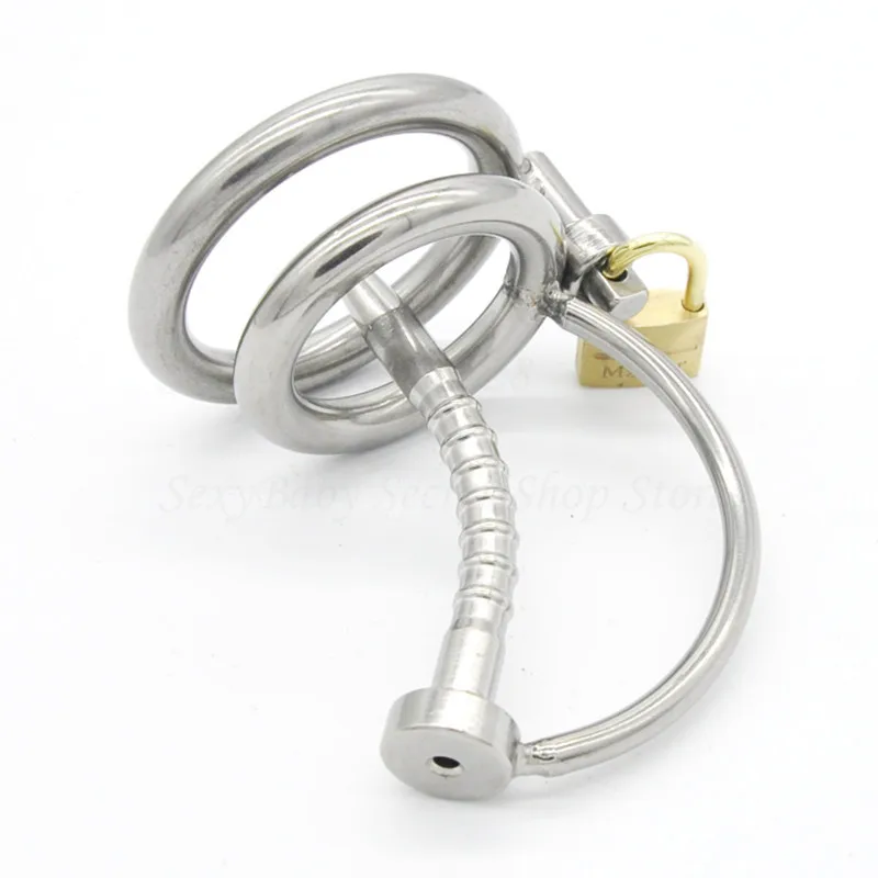 New Stainless Steel Male Chastity Device with Urethral Catheter,Cock Cage,Penis Lock,Penis Ring Adult Game,Bdsm Sex Toys For Men