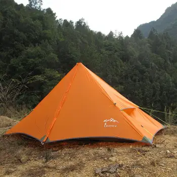 

Free Shipping High quality silicon 4season ultralight Eisman pyramid single rodless lightweight mountain camping tent