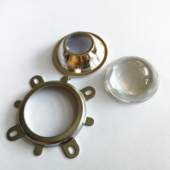 

44mm Glass LED Lens 60Degree + 50mm Round Hole Reflector Collimator + Fixed Bracket for 10W Round Shape High Power COB LED