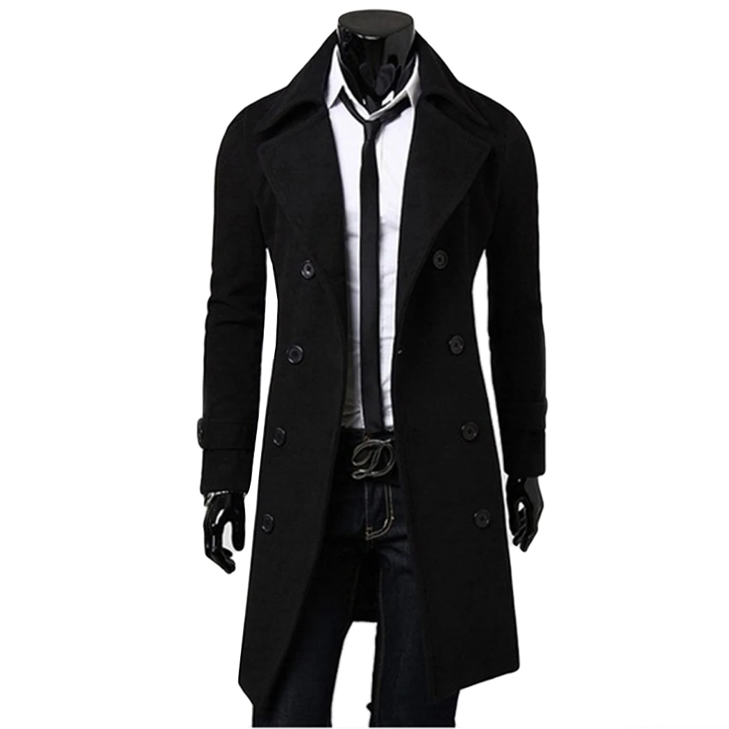 Men'S Trench Coat Men Classic Double Breasted Trench Coat Masculino ...