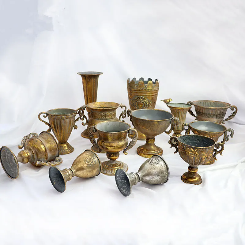 

golden vase Golden do old iorn Flower Pot Home Hotel Decorative Flower Pot Orchid Flower Pot