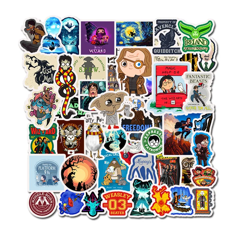 

50PCS Harry Potter Hogwarts Stickers Cartoon Waterproof DIY Decals Sticker For Fridge Suitcase Stationery Developer Decor