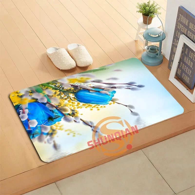 Пользовательские природа цветы коврик для ванной коврики для ног Pad Home Decor Ванная комната коврики дверной коврик A320#79 - Цвет: Синий