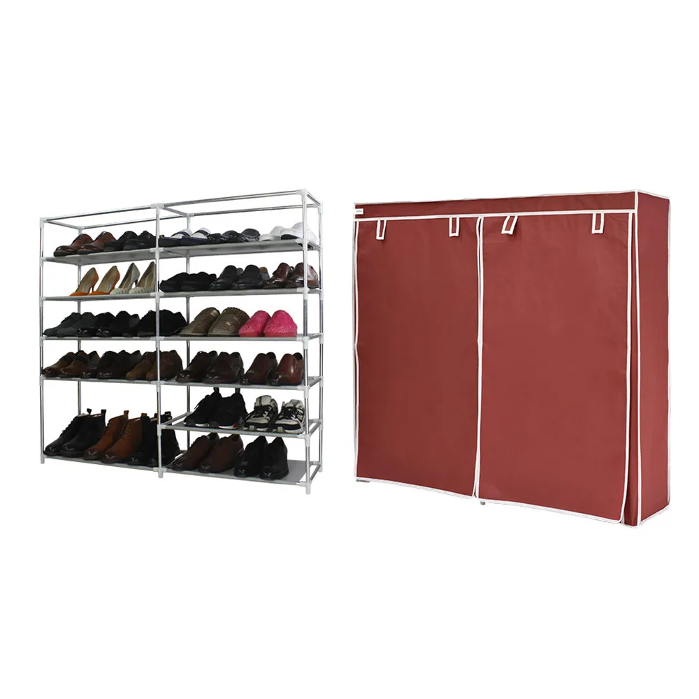 Finether Double Fabric Shoe Rack,,Canvas Shoe Cabinet Shoes Rack Prevent Dust And Moisture Storage Large Capacity Home Furniture2
