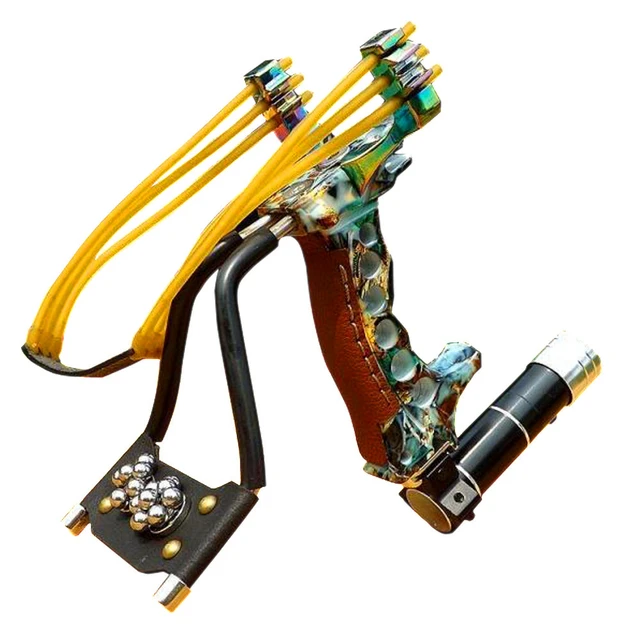 Adjustable Stainless Hunting Slingshot with Flashlight