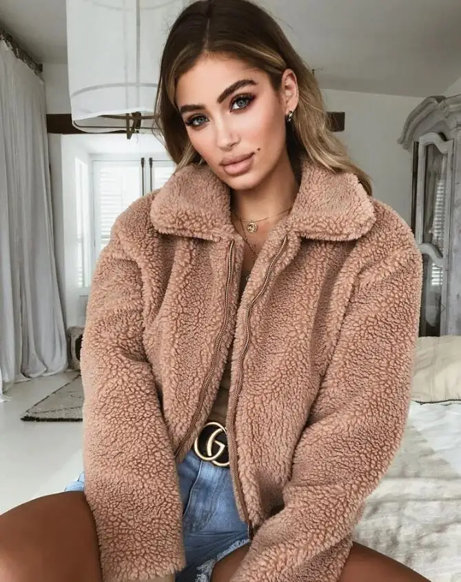 Short Design Brown Color Winter Black Warm Women Autumn Outerwear New Female Overcoat Coats