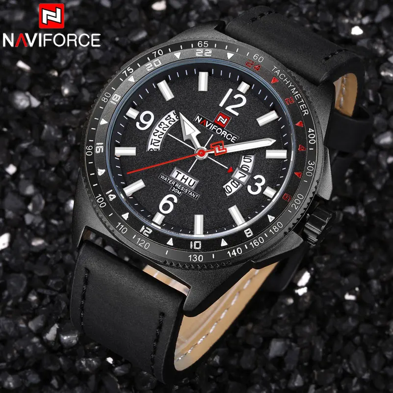 NAVIFORCE Лидирующий бренд Мужские часы новейшая мода мужские кварцевые кожаный