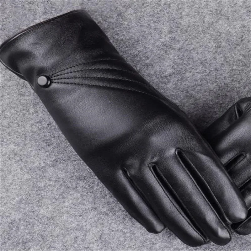 Women Leather Winter Super Warm Gloves Cashmere Touch screen winter gloves guantes eldiven handschoenen 40FE2010