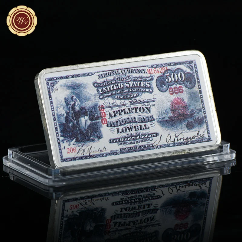

WR 1875 Year 999.9 Silver Bar American 500 Dollar Silver Plated Metal Bars Luxury Home Decor Fake Bars Metal Crafts