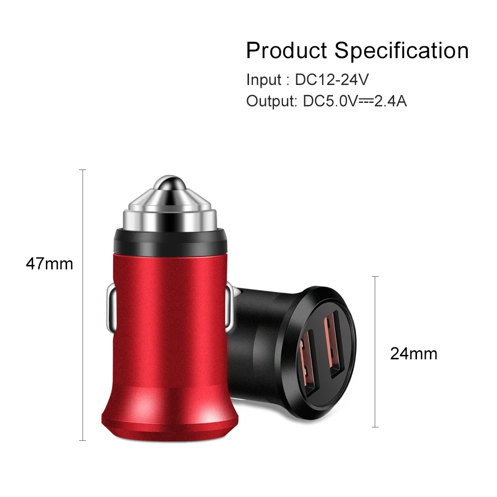 المزدوج USB شاحن سيارة ل الهاتف المحمول أقراص المحمولة البسيطة 2.4A مهايئ شاحن لسامسونج Xiaomi هواوي GPS سيارة-شاحن سريع