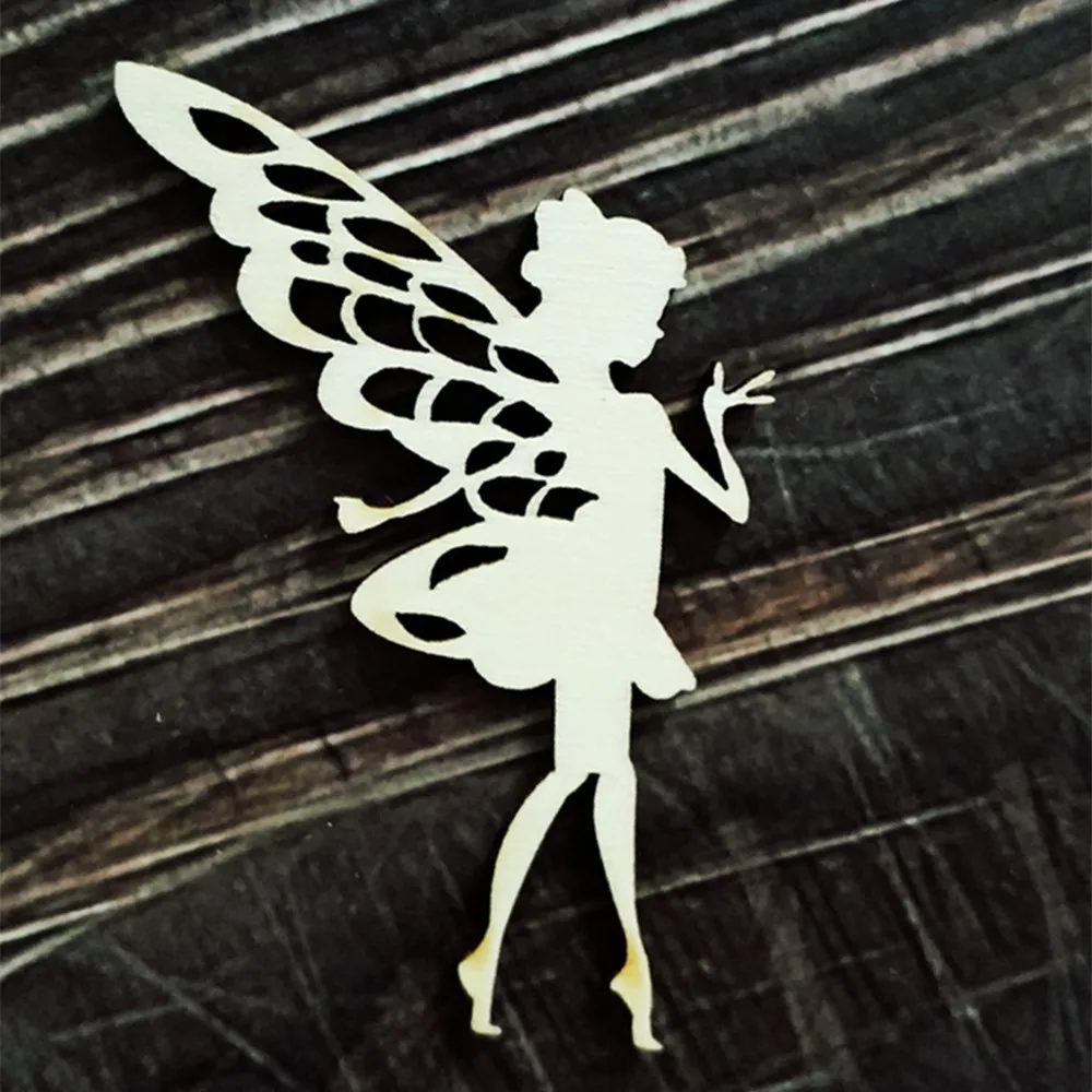 

10pcs 70mm Unfinished Unpainted Wood Angel Fairy Rustic Tags Christmas Decor Gift Hanging
