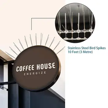 

Stainless Steel Bird Studs 10 ft (3 m), Bird Deterrent Kit and Clear Glue Cable Ties Tape Set