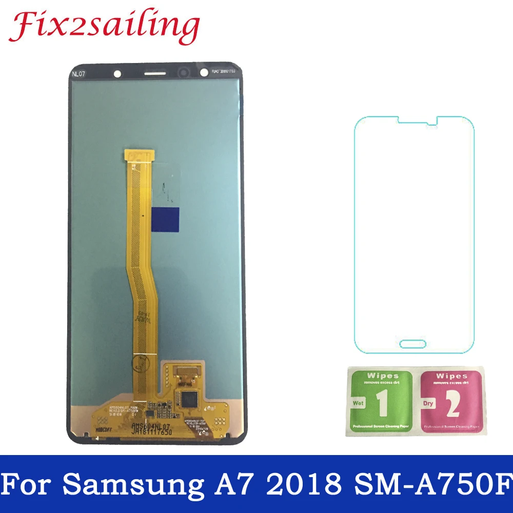 Супер Amoled lcd S для samsung Galaxy A7 SM-A750F A750F A750 ЖК-дисплей сенсорный экран сборка телефон запасные части