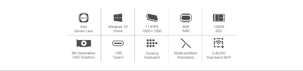 Teclast X4 2 в 1 планшетный ПК Intel Gemini Lake N4100 4 ядра 2,4 ГГц 8 г оперативная память 128 SSD 11,6 дюймов оконные рамы 10