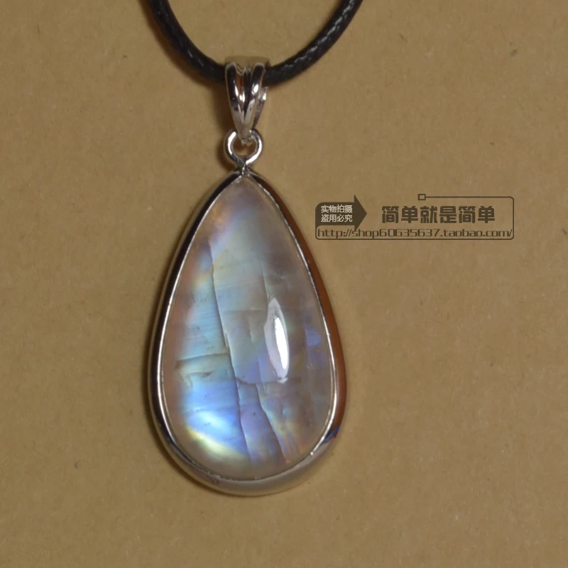 

Natural color Blue Moonstone Pendant big Rainbow Moonstone Pendant Jewelry Gift Wrapping female ice